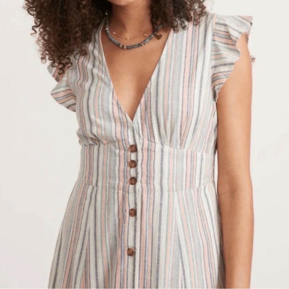 Marine Layer Camila Midi Dress muted stripe Size Small - Picture 2 of 10